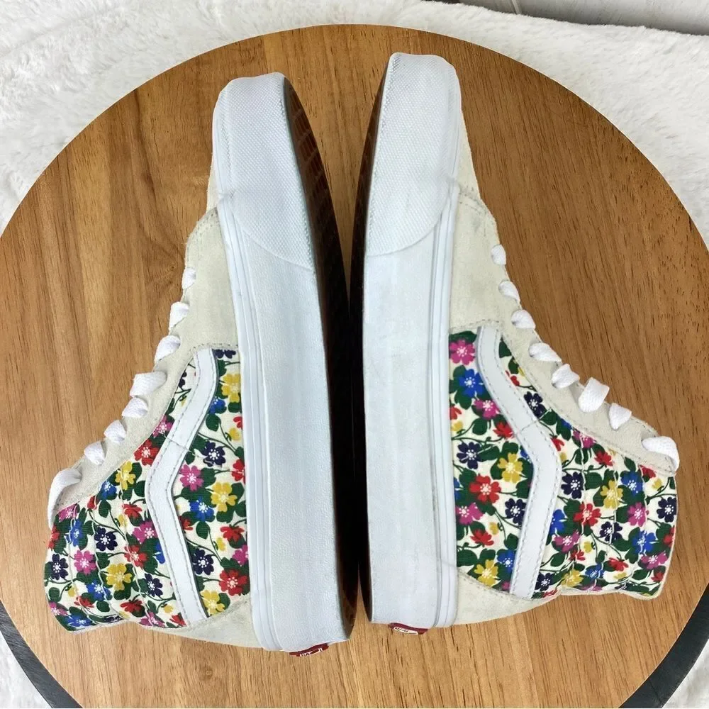 Vans Sk8 Hi Tapered Floral Sneakers White Suede Canvas‎ Multi 3.5 Men 5 Women